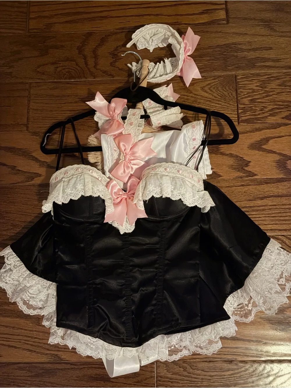 Trashy Lingerie Original Sexy Black & Pink French Maid Chemise with Apron